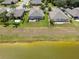 Aerial view of the property showcasing the backyard, screen enclosed patio, and lake at 9315 Sw 66Th Loop, Ocala, FL 34481