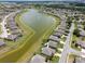 Community aerial view of the property featuring the surrounding neighborhood and landscaping by the lake at 9315 Sw 66Th Loop, Ocala, FL 34481