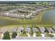 Community aerial view of the property featuring the surrounding neighborhood and landscaping by the lake at 9315 Sw 66Th Loop, Ocala, FL 34481