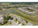 Community aerial view of the property featuring the surrounding neighborhood and landscaping by the lake at 9315 Sw 66Th Loop, Ocala, FL 34481