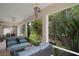 Comfortable screened porch with outdoor seating and view of the lush backyard at 611 Allenwood Loop, The Villages, FL 32162