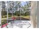Relaxing screened patio with table, chairs, and a view of the wooded backyard at 12320 Sw 62Nd Pl, Ocala, FL 34481
