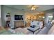 Open-concept living room with views of the kitchen and dining area, featuring stylish furnishings at 17034 Florence View Dr, Montverde, FL 34756