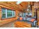 Inviting living room with wood-paneled walls, comfortable seating, and large window at 5630 Se 183Rd Avenue Rd, Ocklawaha, FL 32179