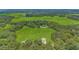 Aerial view of a sprawling estate with verdant lawns, clustered trees, and multiple buildings, providing ample space and privacy at 975 Cr 542E, Bushnell, FL 33513