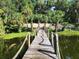 Wooden dock leading to the water surrounded by lush tropical vegetation at 17051 Ne 243Rd Place Rd, Fort Mc Coy, FL 32134