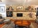 Bright living room showcasing a stunning stone fireplace and mantle with decorative accents at 17051 Ne 243Rd Place Rd, Fort Mc Coy, FL 32134