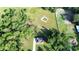 A bird's eye view reveals a home surrounded by lush greenery, a pond, and fenced in land at 7 Hill Prince Dr, Ocala, FL 34482