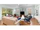 Comfortable living room with plush seating, ceiling fan, and views of the outdoors from sliding glass doors at 8566 Sw 83Rd Loop, Ocala, FL 34481