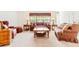 Bright living room with patterned sofas, lamps, and neutral carpet at 10151 Sw 41St Ter, Ocala, FL 34476