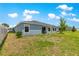 Backyard featuring a well-maintained lawn and the rear exterior of the light blue home at 9209 Sw 58Th Cir, Ocala, FL 34476