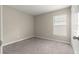 This cozy bedroom has plush carpets, a large window, and neutral walls at 9209 Sw 58Th Cir, Ocala, FL 34476
