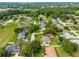 Aerial view of a residential neighborhood featuring well-maintained homes, mature trees, and green lawns at 4360 Se 106Th St, Belleview, FL 34420