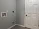 A neutral laundry room featuring utility hookups and a standard entry door at 6422 Nw 62Nd Pl, Ocala, FL 34482