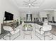 Open-concept living room with white seating, light rug, and open view of the kitchen at 7041 Ne 22Nd Court Rd, Ocala, FL 34479