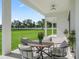 Inviting outdoor seating area on covered patio with picturesque views of the lush backyard at 7041 Ne 22Nd Court Rd, Ocala, FL 34479