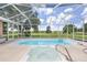 A screened in hot tub and pool that overlooks the lawn at 7220 Nw 83 Ter, Ocala, FL 34482