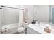 Bright bathroom featuring a shower-tub combo, sleek vanity, and modern fixtures at 7364 Sw 133 Ne Loop, Ocala, FL 34473