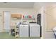 Well-equipped laundry area with washer, dryer, sink, and plenty of shelving for supplies at 9065 Sw 82Nd Ter # G, Ocala, FL 34481