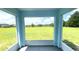View from a screened lanai overlooking green grass and trees at 10758 Se Highway 464C, Ocklawaha, FL 32179