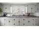 A detailed view of a kitchen sink, countertop, window and cabinetry at 1330 Ne 55Th St, Ocala, FL 34479