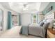 Main bedroom features tray ceilings, slider to lanai, and ample natural light at 1751 Brandenburg Ct, The Villages, FL 32163
