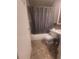 Bathroom featuring a toilet, sink and shower/tub combo at 2312 Ne 37Th St, Ocala, FL 34479