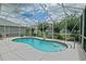 Screened-in pool area featuring a kidney-shaped pool and lush landscaping at 3146 Williams Rd, The Villages, FL 32162