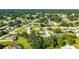 Aerial neighborhood view showcases well-maintained homes with mature trees, lush lawns, and a community pool at 6113 Sw 101St Pl, Ocala, FL 34476