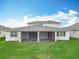 Home's backyard has a screened patio area and well-maintained grass at 7067 Sw 60Th Ln, Ocala, FL 34474