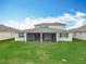 Home's backyard has a screened patio area and well-maintained grass at 7067 Sw 60Th Ln, Ocala, FL 34474