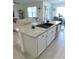 Expansive kitchen island featuring granite countertops, a black sink, and white cabinets at 80 Hickory Course Loop, Ocala, FL 34472