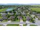Aerial view displays a community near a peaceful lake, surrounded by mature trees and green spaces at 9948 Sw 69Th Ln, Ocala, FL 34481