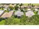Aerial view of well-maintained homes in a tranquil neighborhood featuring lush green lawns and mature trees at 16023 Sw 14Th Avenue Rd, Ocala, FL 34473