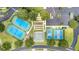 Aerial shot of community recreation area with tennis, basketball, shuffleboard and parking at 16023 Sw 14Th Avenue Rd, Ocala, FL 34473