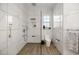 Modern bathroom featuring a spacious walk-in shower with marble tiled walls at 2418 Se 22Nd Pl, Ocala, FL 34471