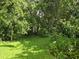 Lush backyard garden retreat featuring mature trees, verdant grass, and decorative garden art at 8959 Sw 96Th Ln # A, Ocala, FL 34481