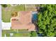 Overhead aerial view showcasing the roof and a screened in pool area at 6631 Se 11Th Loop, Ocala, FL 34472