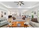 Open-concept living space boasts modern decor, a tray ceiling, and an abundance of natural light at 9746 Sw 108Th Terrace Rd, Ocala, FL 34481