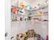 Walk-in pantry with adjustable wire shelving, ideal for organized food storage in the kitchen area at 11205 Se 69Th Ter, Belleview, FL 34420