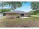 Home's rear exterior boasts a concrete patio and sliding glass doors, great for indoor-outdoor living at 14650 Sw 33Rd Ln, Ocala, FL 34481