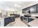 Modern kitchen boasts stainless steel appliances, dark cabinetry, and an open floor plan at 14650 Sw 33Rd Ln, Ocala, FL 34481