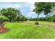 Expansive backyard featuring lush greenery and mature trees, offering a serene outdoor retreat with distant view of property at 19115 Sw 98Th Loop, Dunnellon, FL 34432