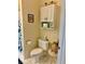 Cozy bathroom features a toilet, decorative accents, and a white cabinet for storage at 19480 Sw 100Th Loop, Dunnellon, FL 34432
