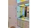 Bathroom vanity with a large mirror and floral decor at 19480 Sw 100Th Loop, Dunnellon, FL 34432