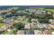 High angle showcases the community including many similar homes, trees, and quiet streets at 3001 Hillside Ln, The Villages, FL 32162