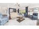 Open living area with neutral color palette, decorative rug, and comfortable leather seating at 3001 Hillside Ln, The Villages, FL 32162