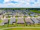 An aerial view of homes in a neighborhood highlighting the proximity to a large green common area and neatly arranged streetscape at 4419 Nw 54Th Ter, Ocala, FL 34482