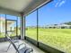 Relaxing screened patio with two chairs overlooking a lush green lawn and community view at 5233 Nw 43Rd Lane Rd, Ocala, FL 34482