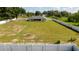 An aerial view shows a fenced yard, with ample space and lush greenery at 6250 Se 88Th St, Ocala, FL 34472